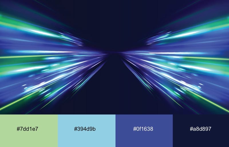 Blue, teal and green neon color mix