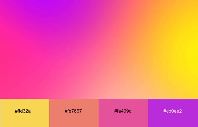 Neon yellow, orange, pink and purple gradient