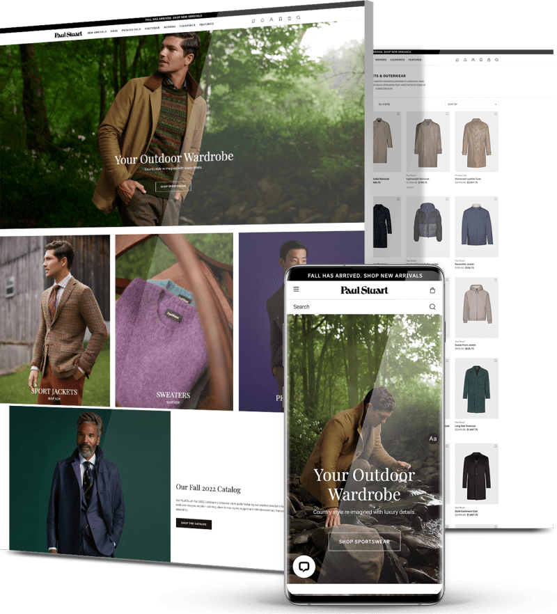 Image showing Paul Stuart's website design on desktop and mobile