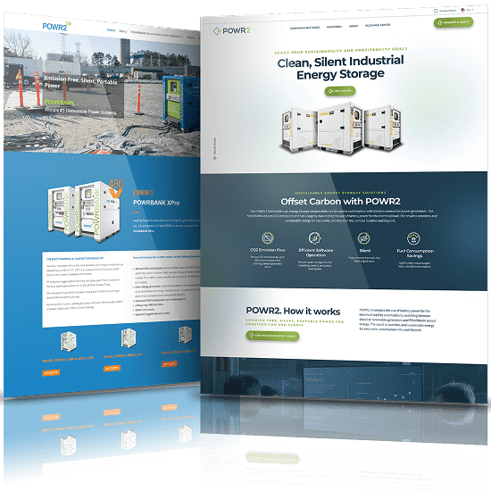 Image showing the before and after of POWR's website design