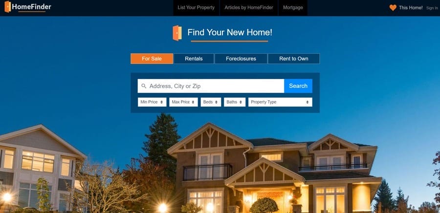 Home Finder website screenshot