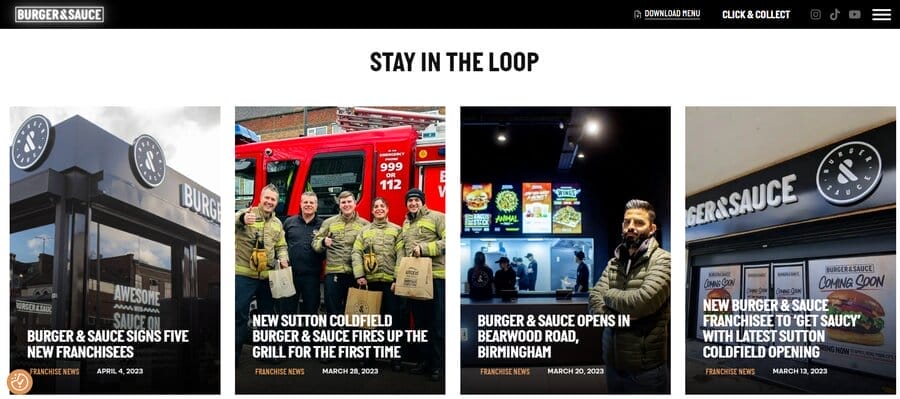 rsz burger and sauce restaurant web design