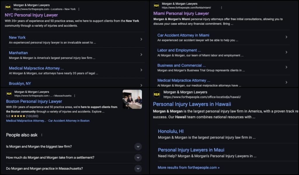 Morgan & Morgan Personal Injury Attorney Google results screenshot