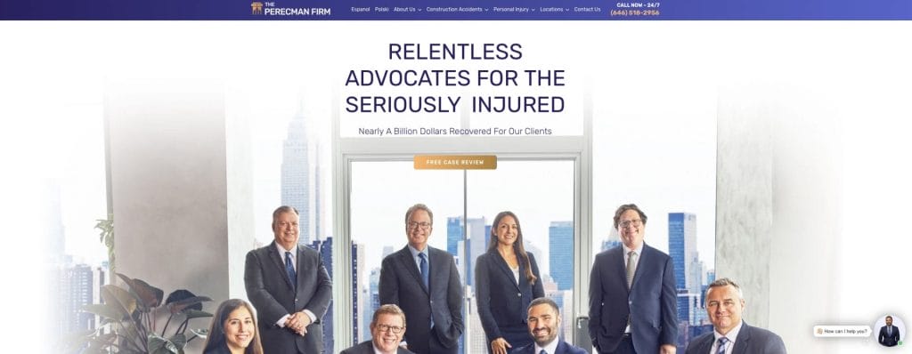 The Perecman Firm website screenshot