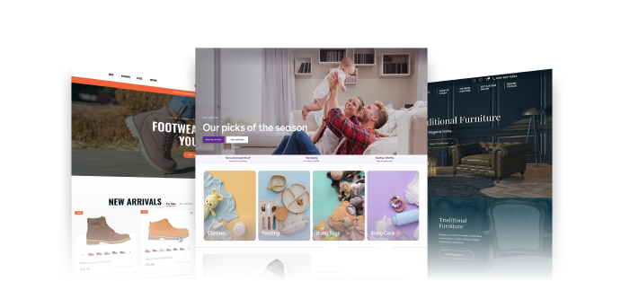 Three images of eCommerce stores