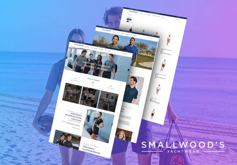 Smallwood’s Yachtwear portfolio image showcasing responsive ecommerce website designs featuring premium coastal apparel, lifestyle photography, and streamlined online shopping experiences.