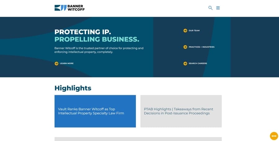 Banner Witcoff website screenshot