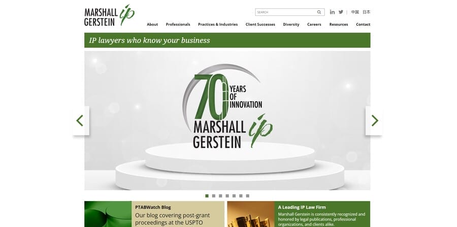 Marshall, Gerstein & Borun website screenshot