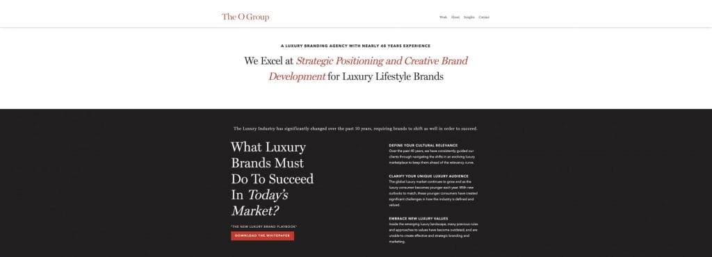 The O Group homepage screenshot