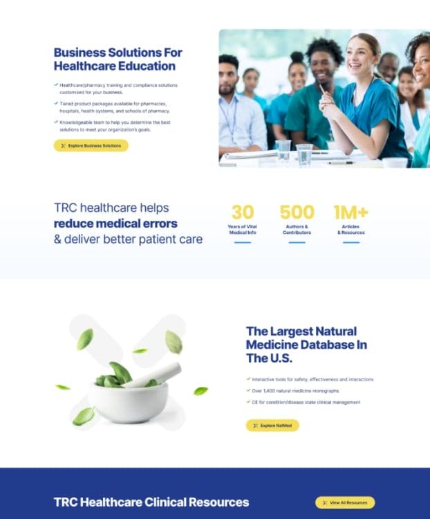 TRC Healthcare's website design