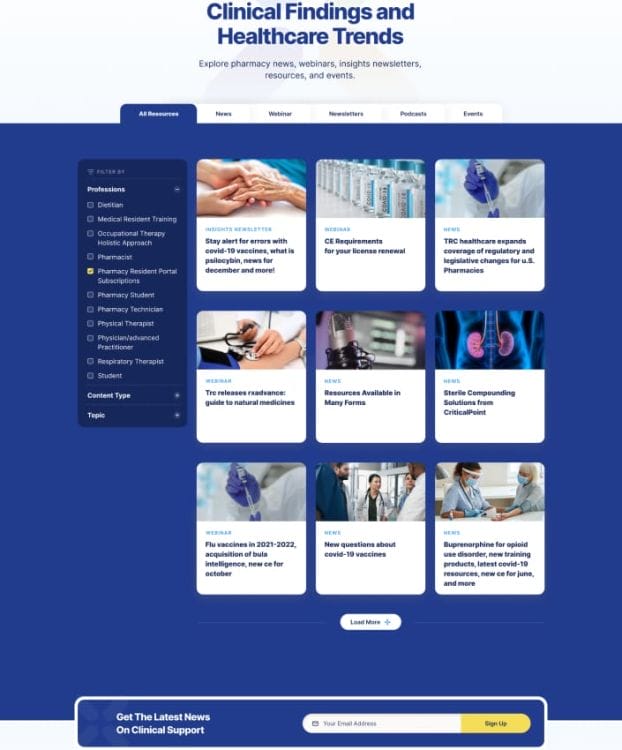 TRC Healthcare's website design