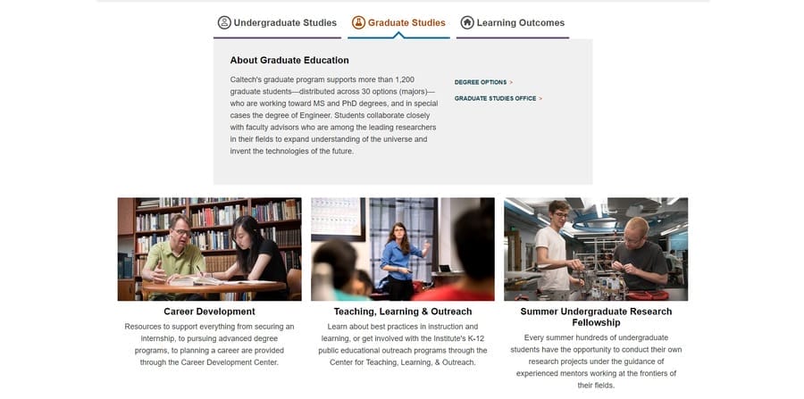 Caltech website screenshot