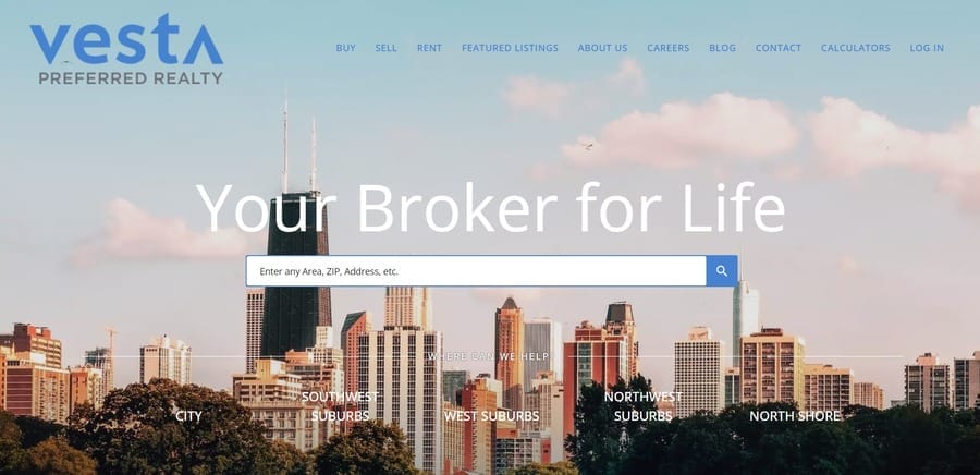 Vesta Preferred Realty website screenshot