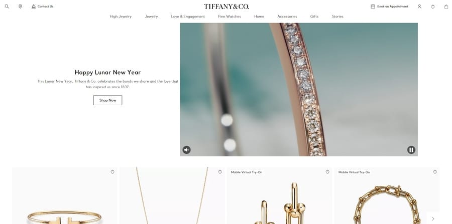Tiffany & Co. website screenshot