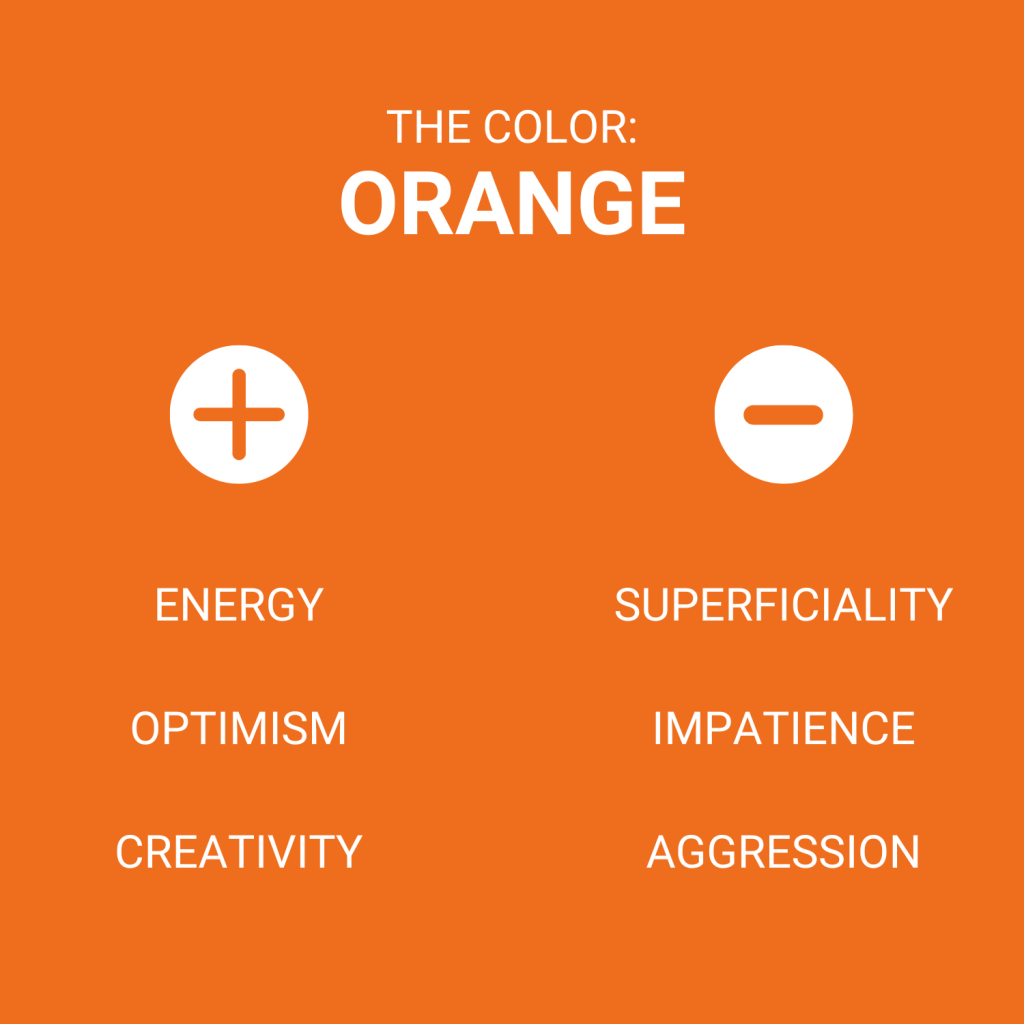 An image showing positive and negative connotations of the color orange