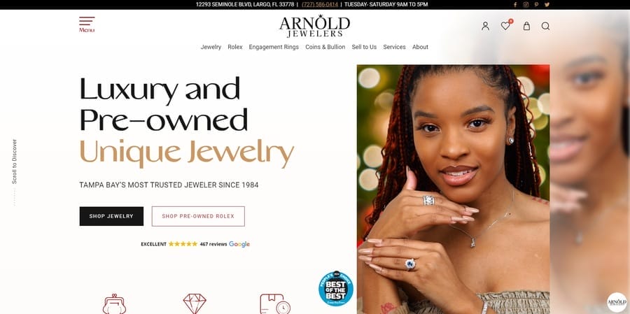 Arnold Jewelers website screenshot