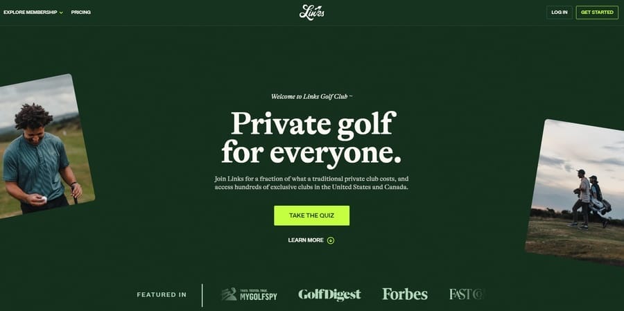 Links Golf website screenshot