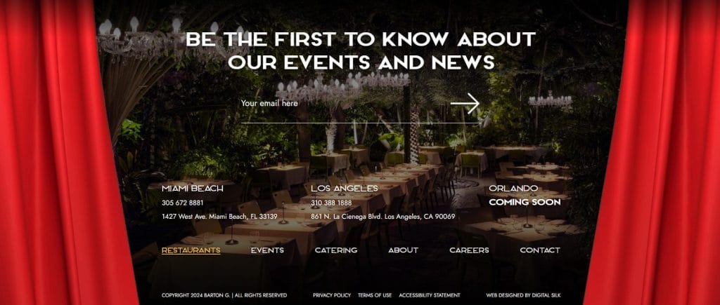 Barton G's website footer design