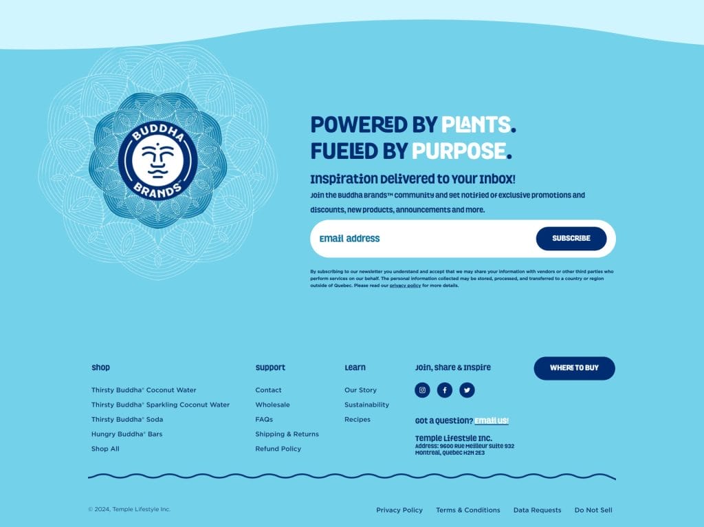 Buddha Brands' website footer design