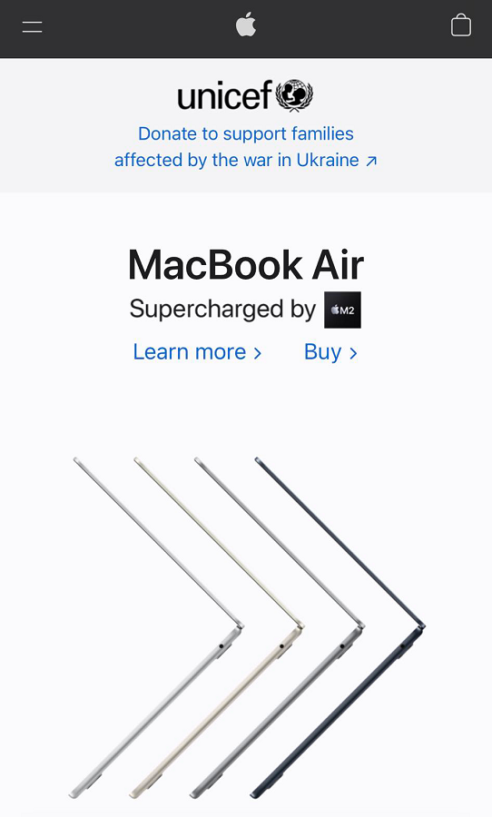 Apple homepage mobile