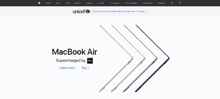 Apple homepage desktop