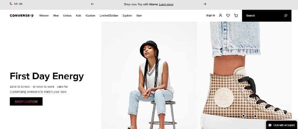 Converse homepage