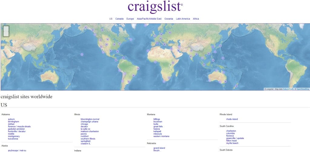 Craigslist website screenshot