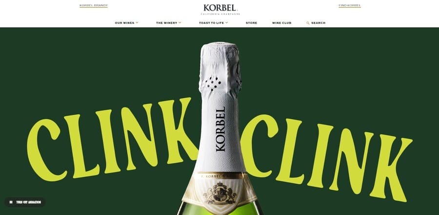 Korbel Winery website screenshot
