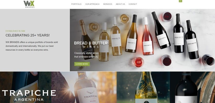 WX Brands website screenshot