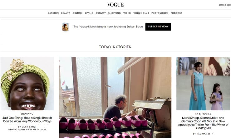 vogue website example