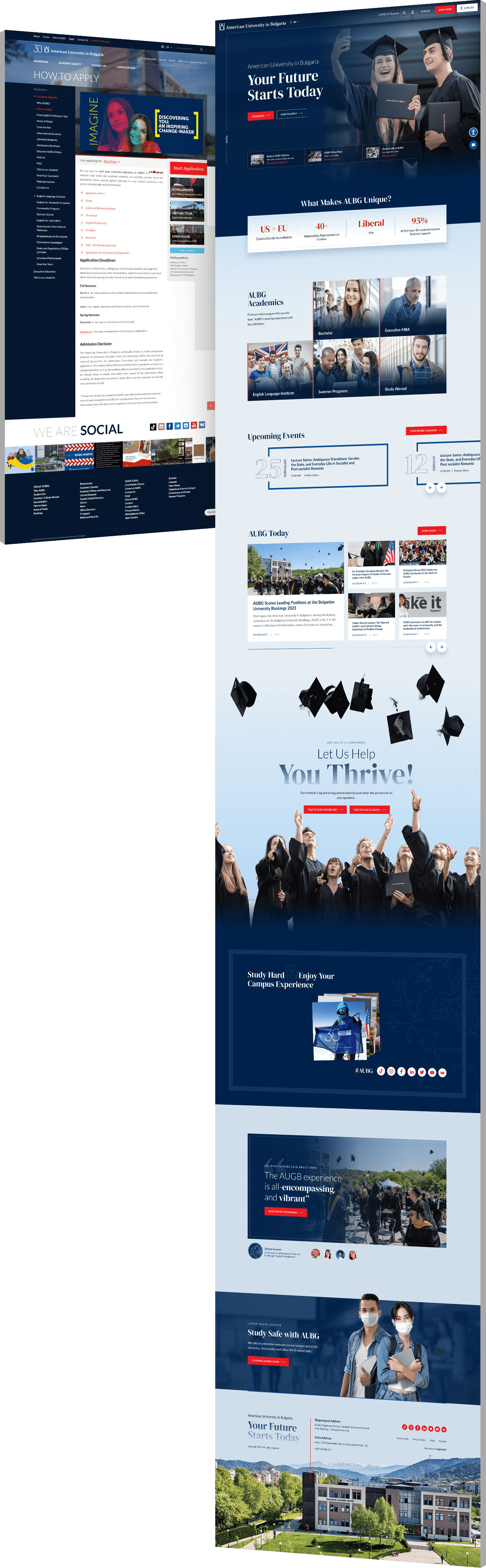 Image showing the before and after of AUBG's website design