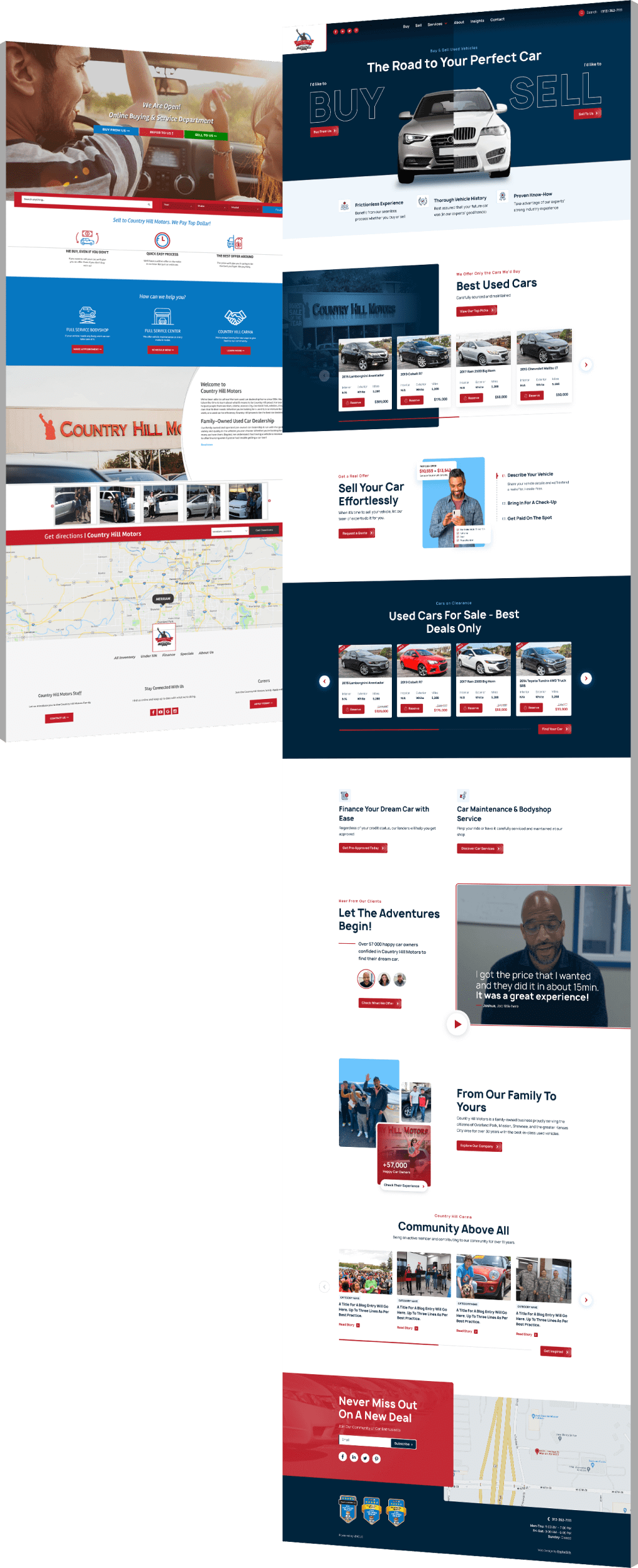 Car dealership website layout design