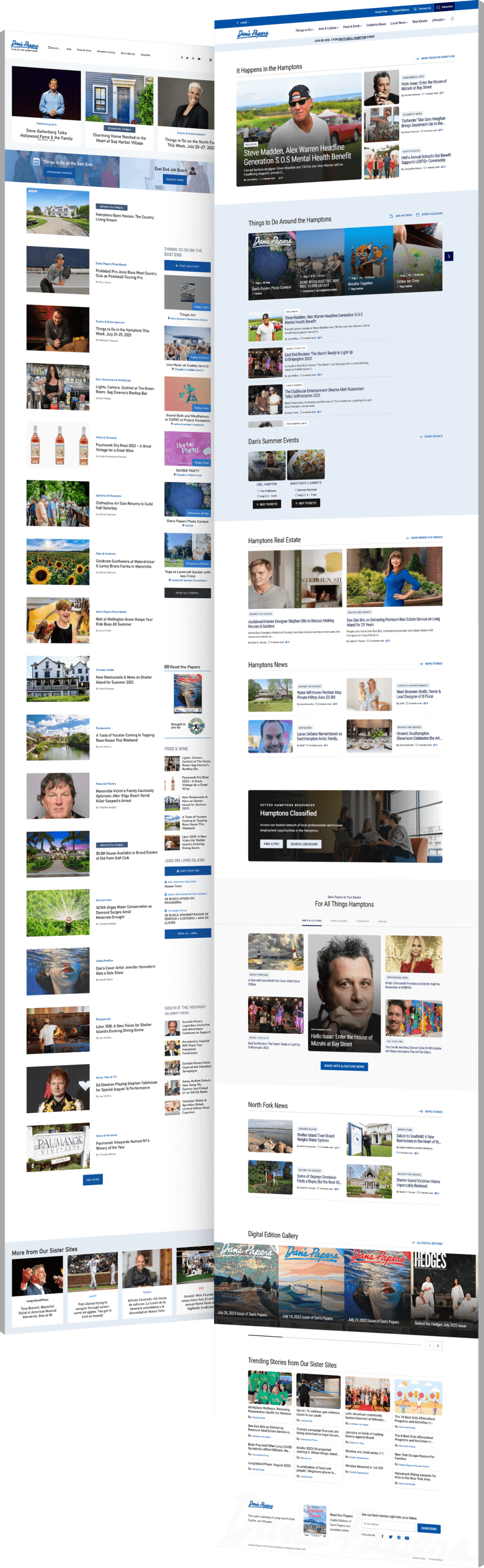 Image showing the before and after of Dan's Papers' website design