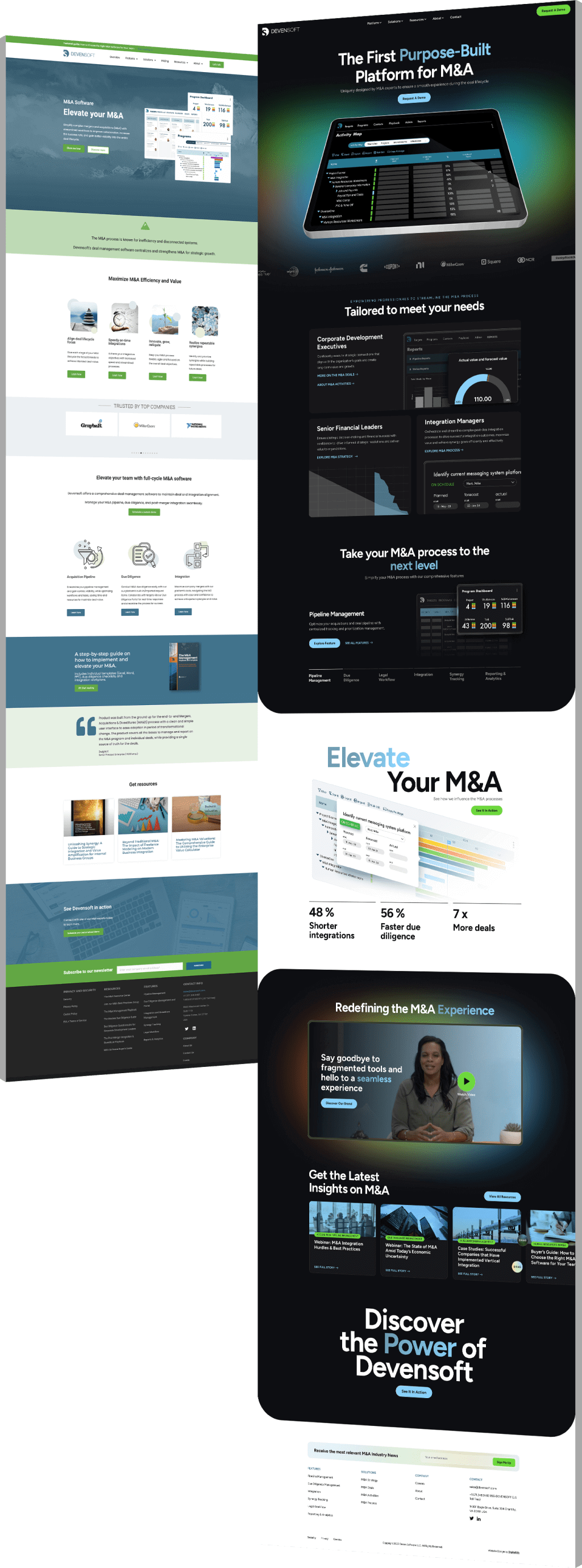 Image showing the before and after of Devensoft's website design