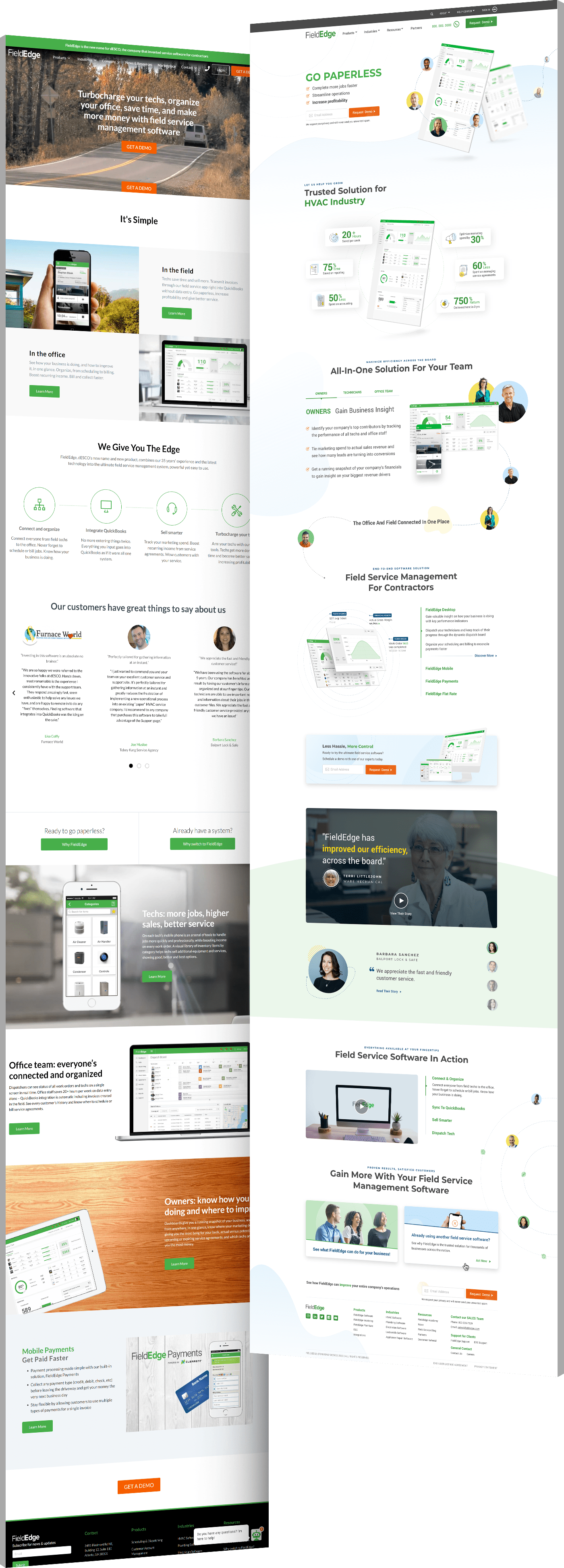 Image showing the before and after of FieldEdge's website design
