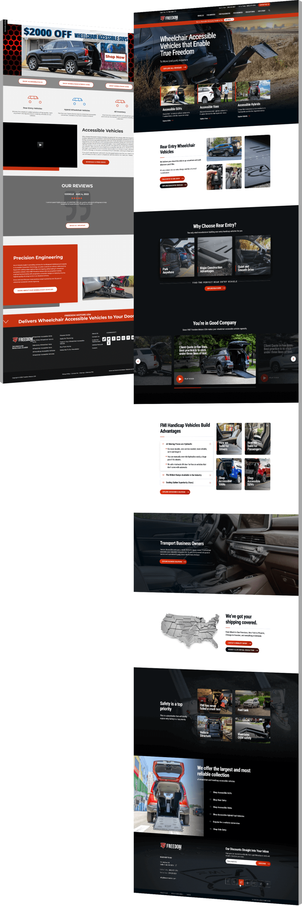 Image showing the before and after of Freedom Motors' website design