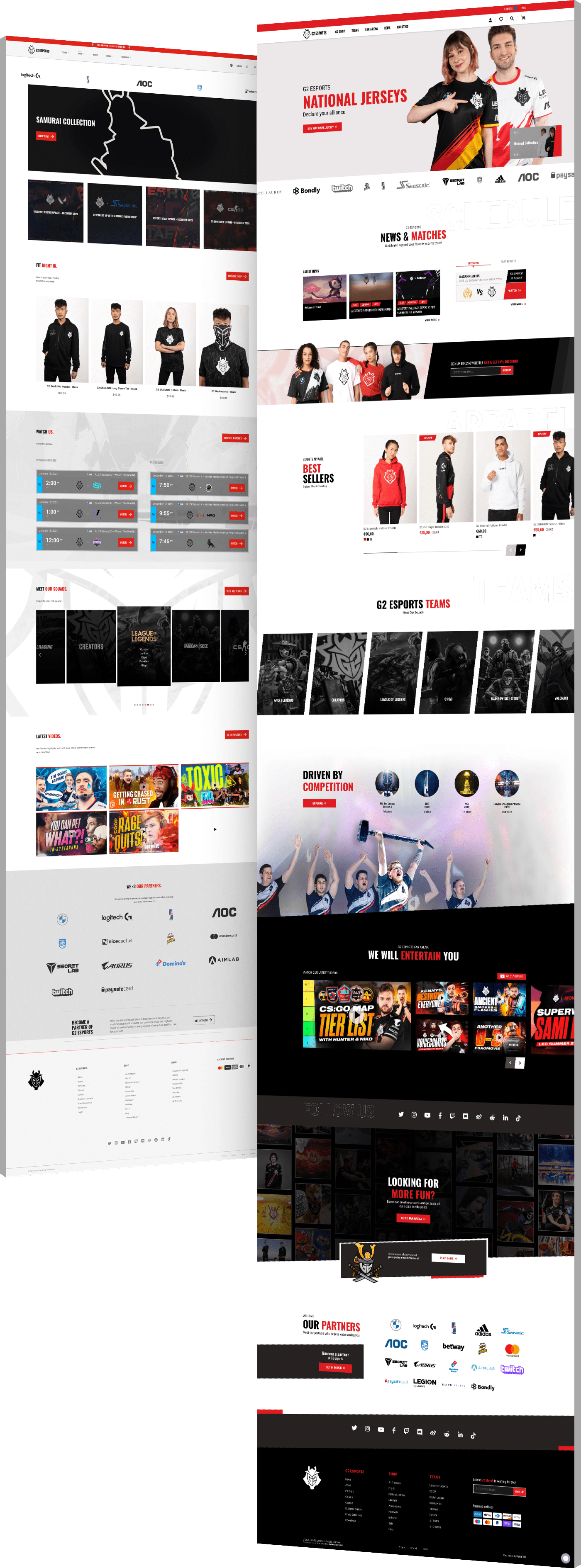 Image showing the before and after of G2 eSports' website design