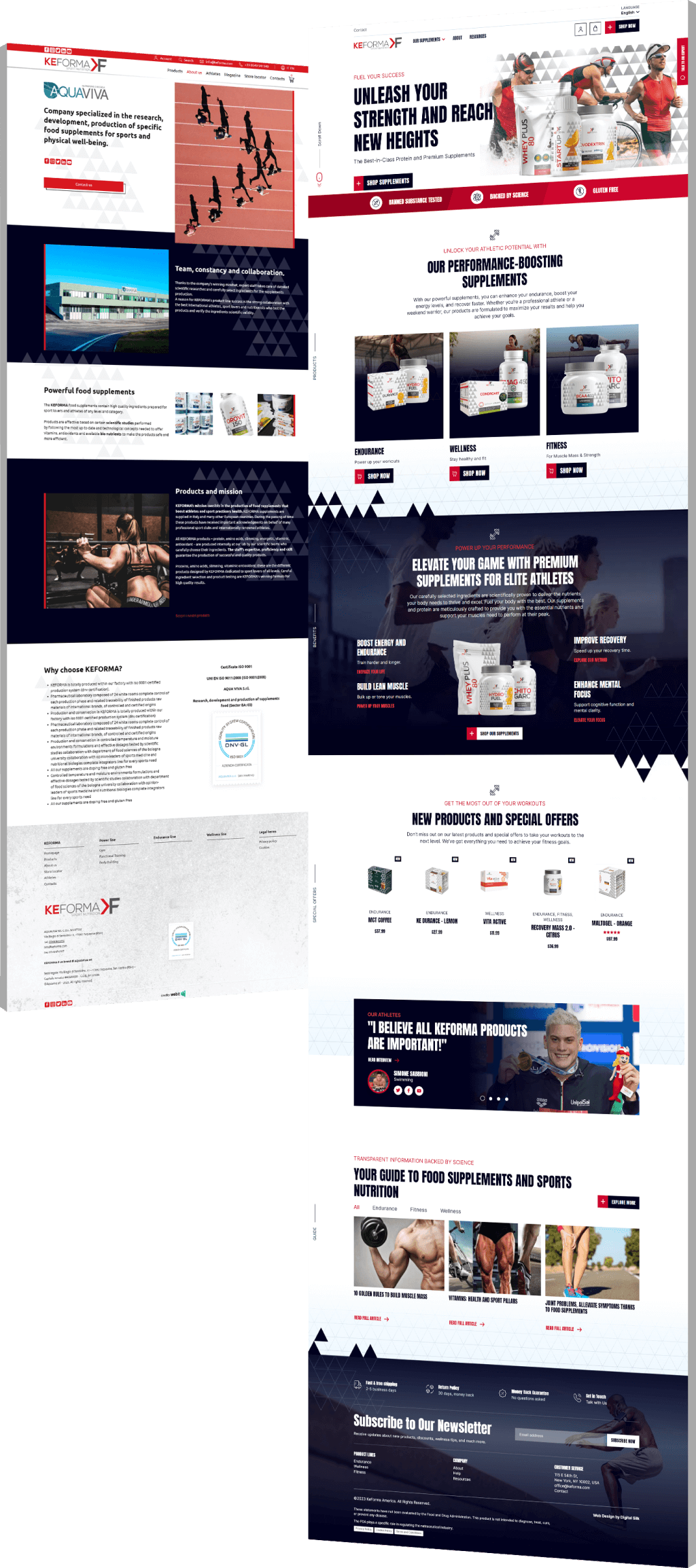 Image showing the before and after of KeForma America's website design