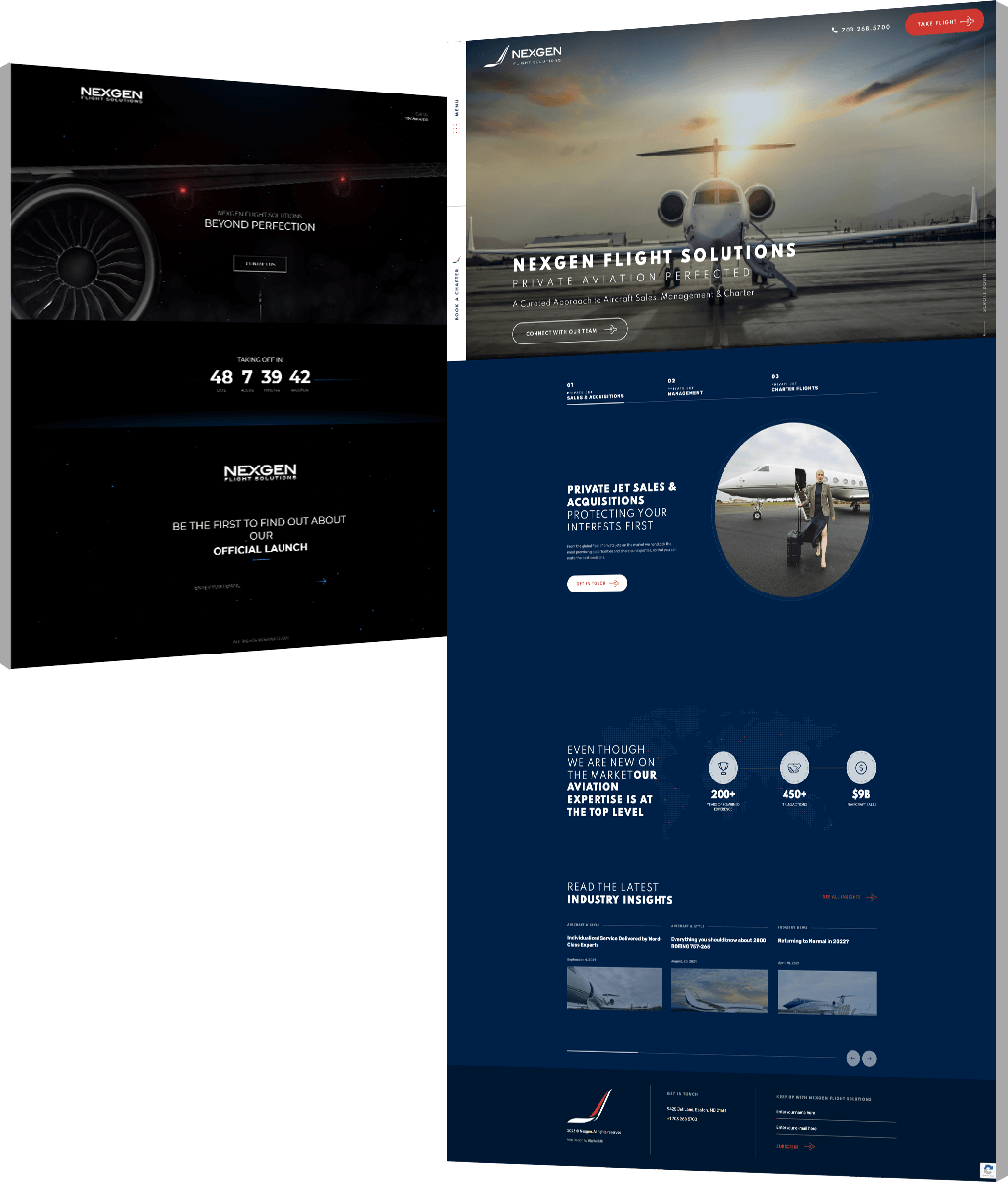 Image showing the before and after of NexGen's website design