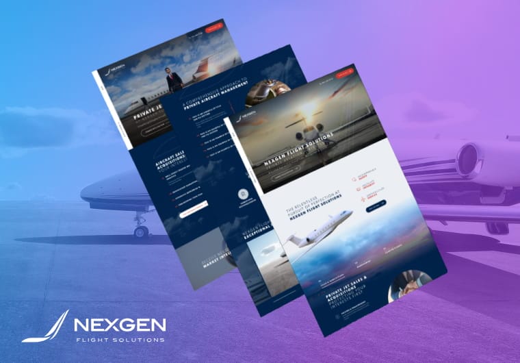 Three stacked images of Nexgen's website design