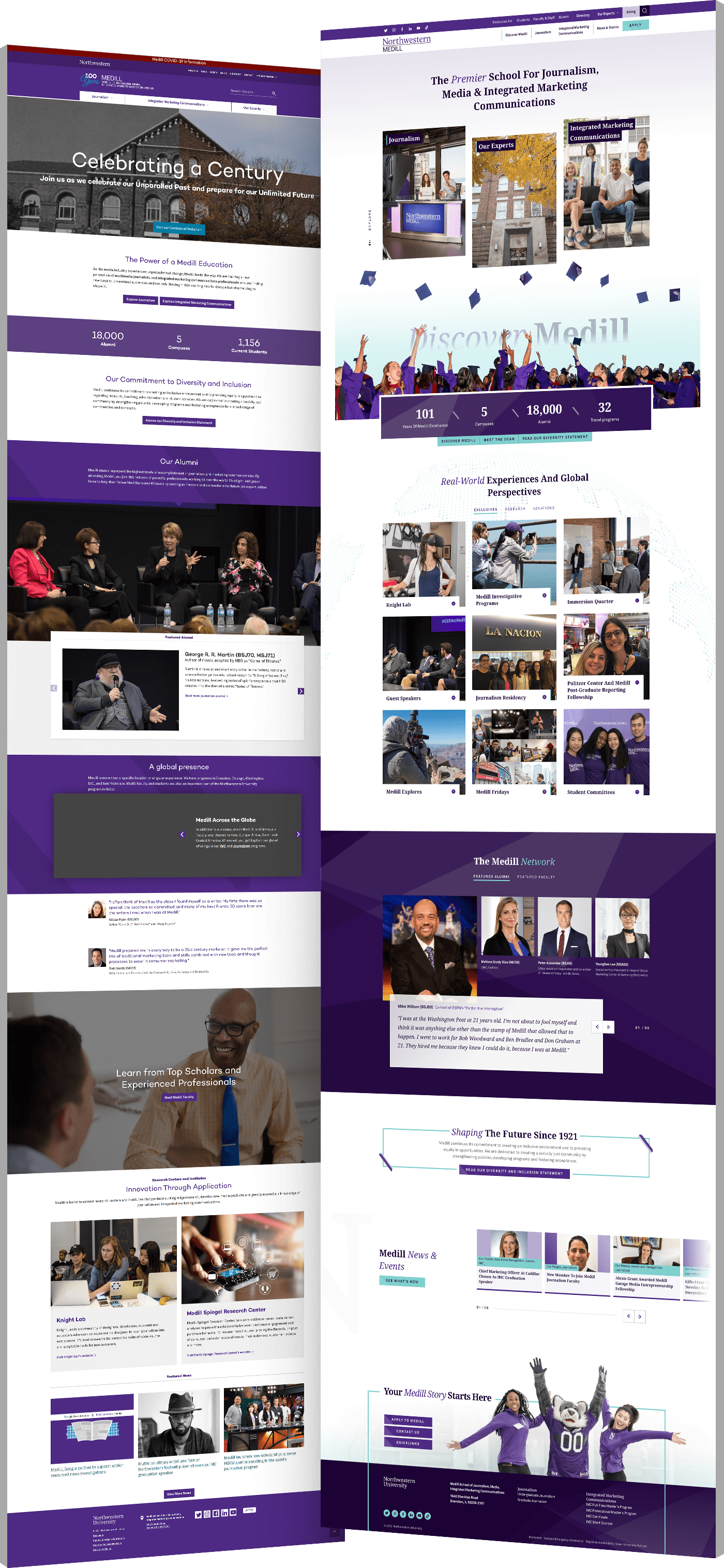 Image showing the before and after of Northwestern Medill's website design
