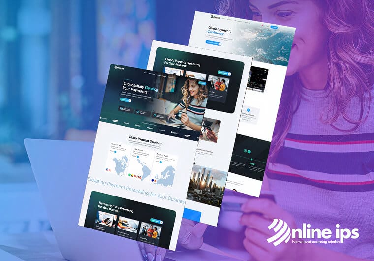 Three stacked images of Online IPS' website design
