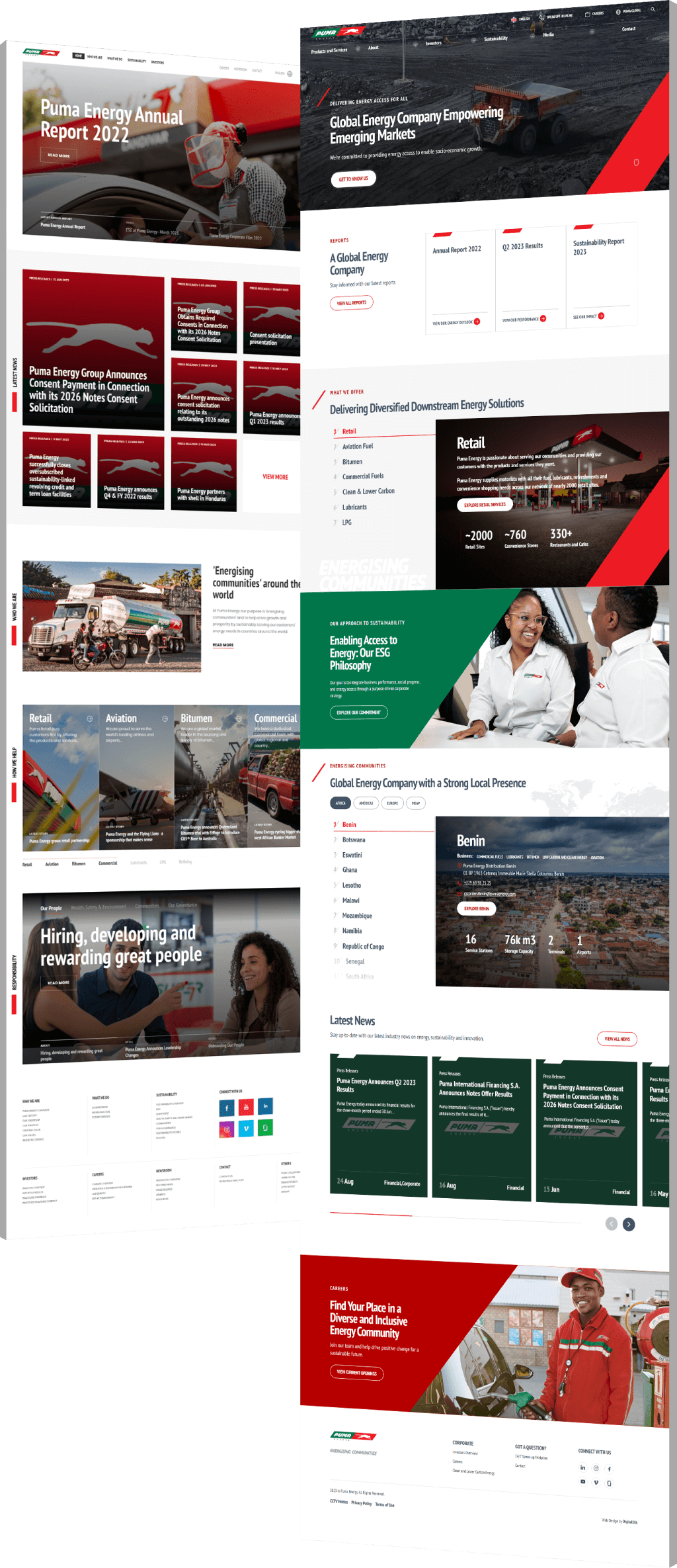 Image showing the before and after of Puma Energy's web design