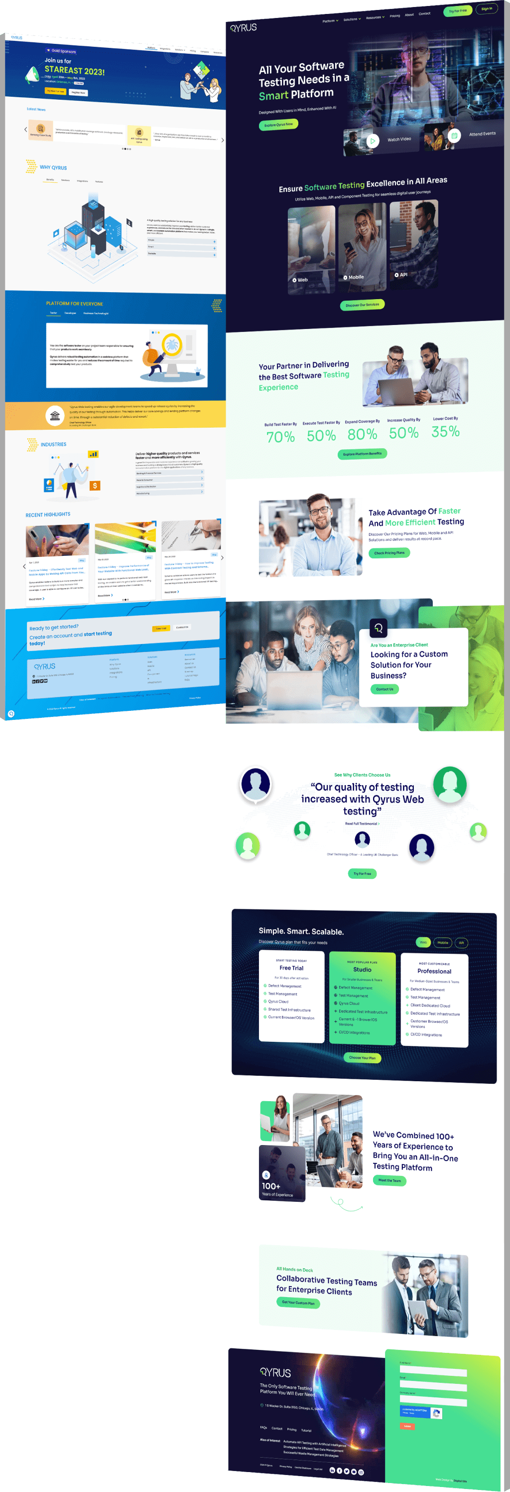 Image showing the before and after of Qyrus's website design