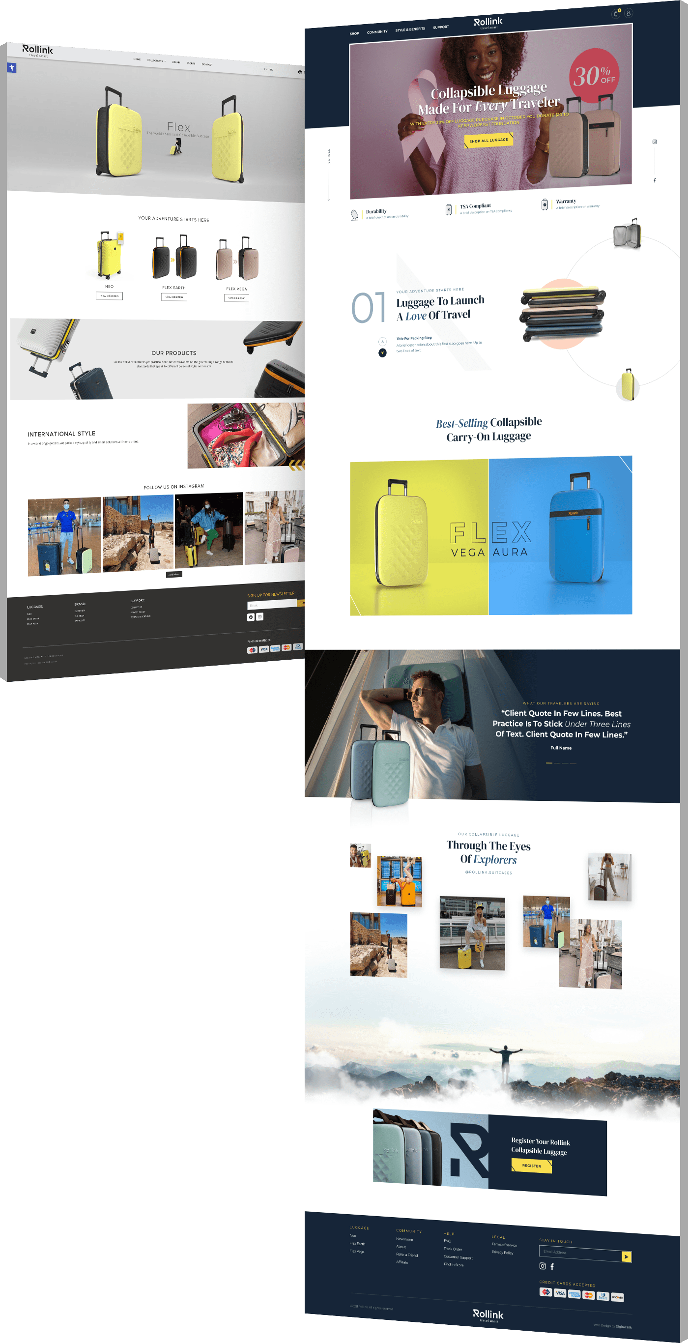 Image showing the before and after of Rollink's website design