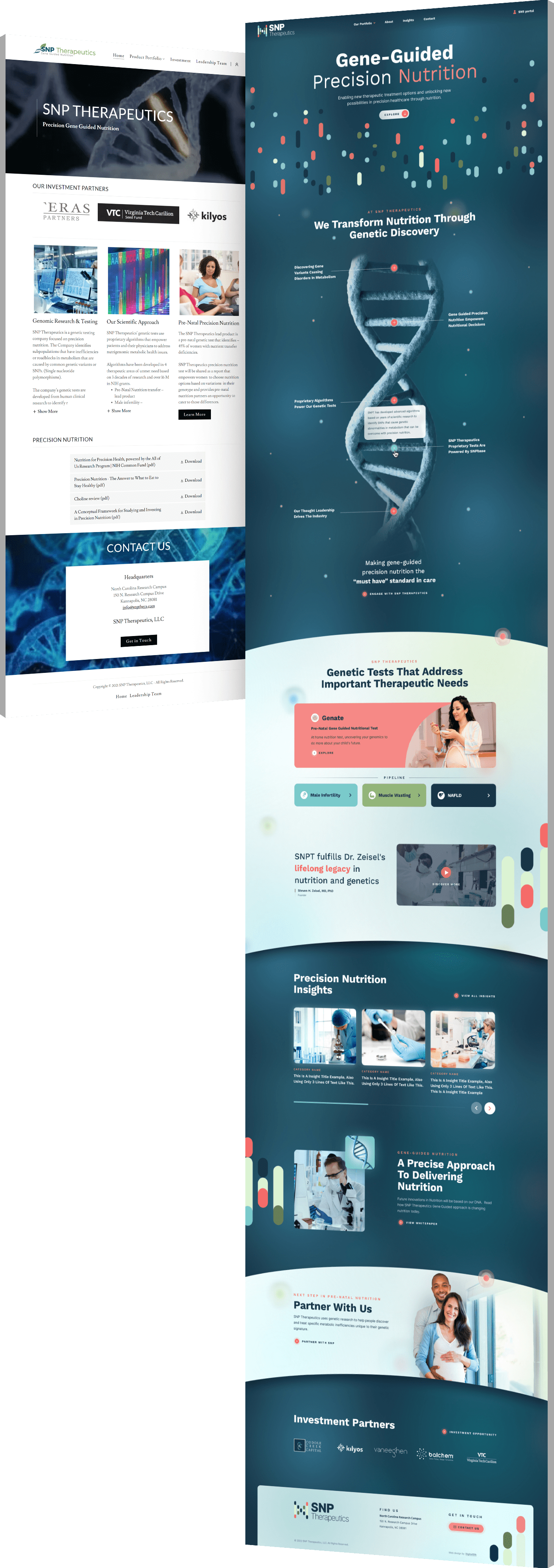 Image showing the before and after of SNP Therapeutics' website design