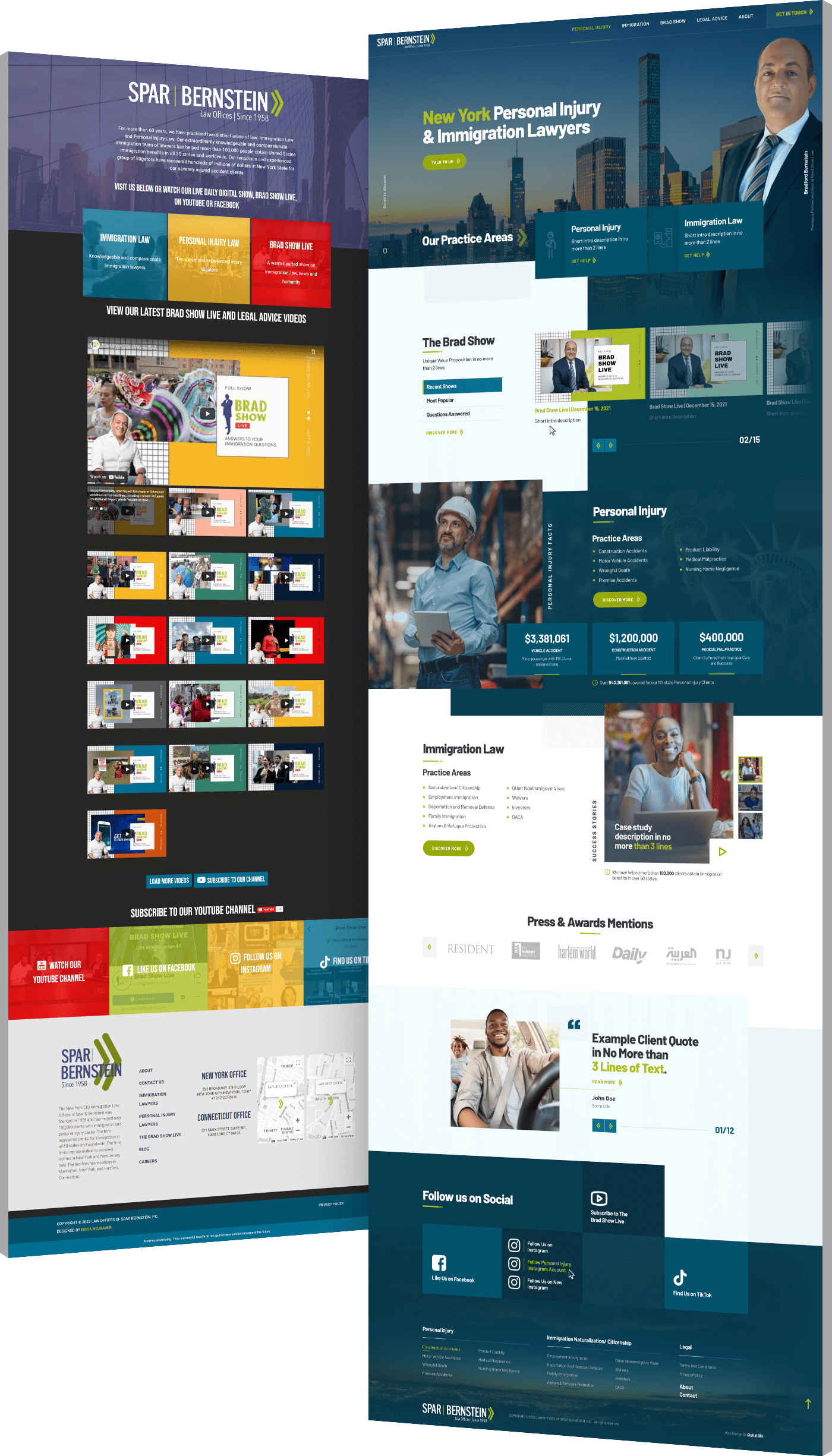 Image showing the before and after of Spar & Bernstein's website design