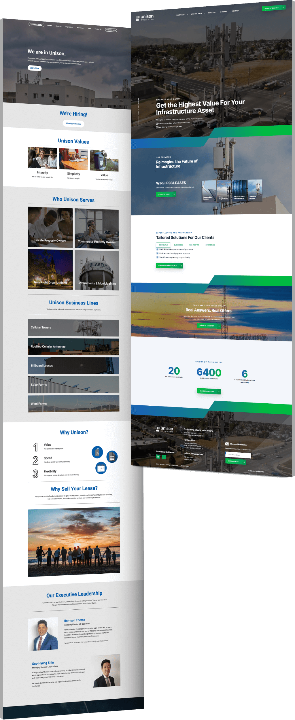 Image showing the before and after of Unison's website design