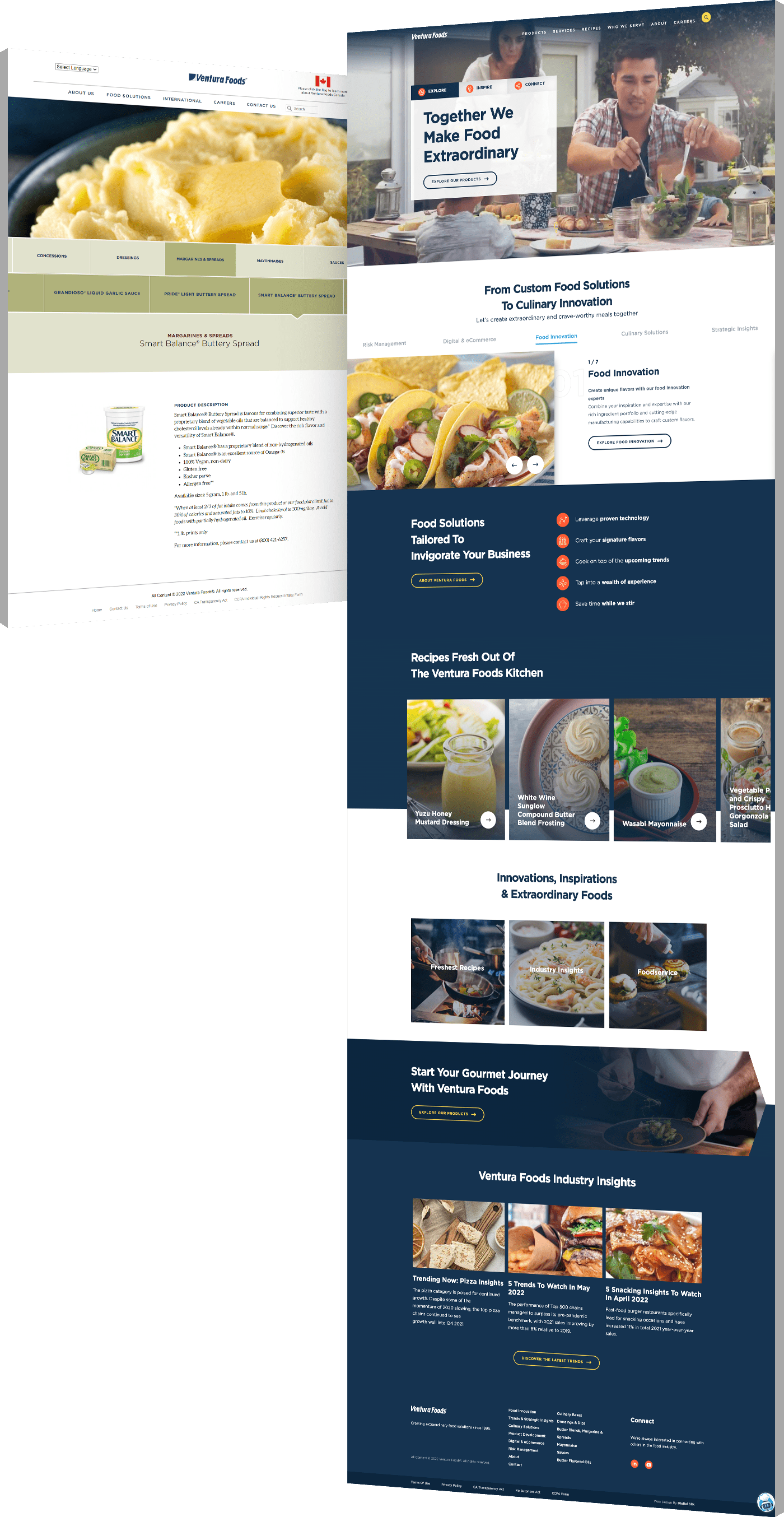 Image showing the before and after of Ventura Foods' website design