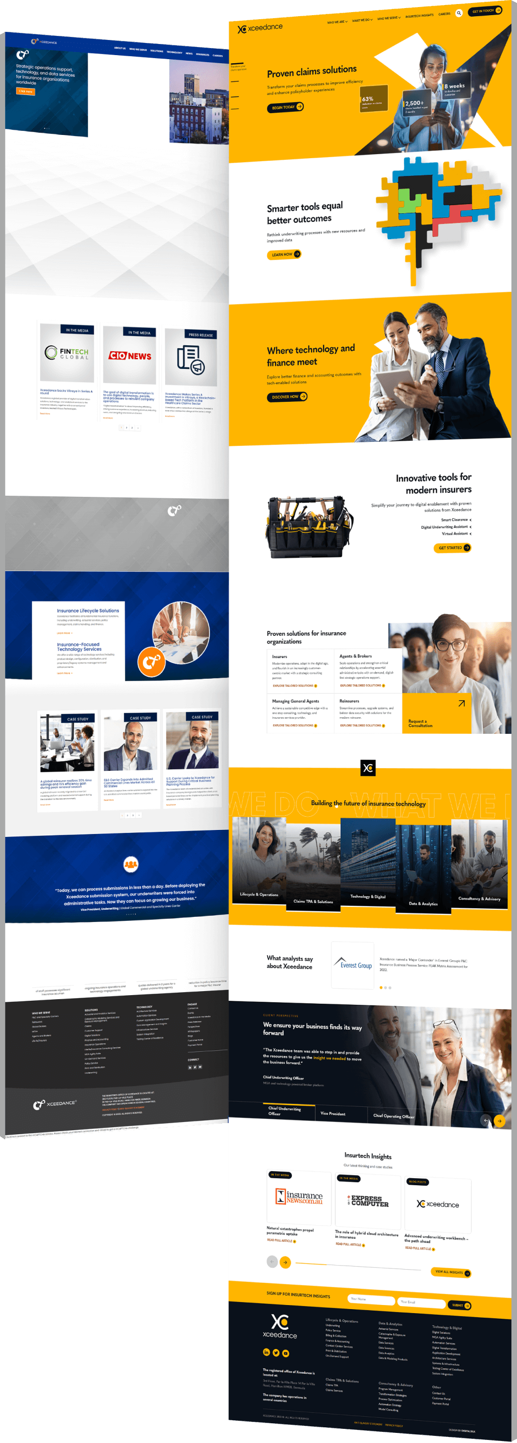 Image showing the before and after of Xceedance's website design
